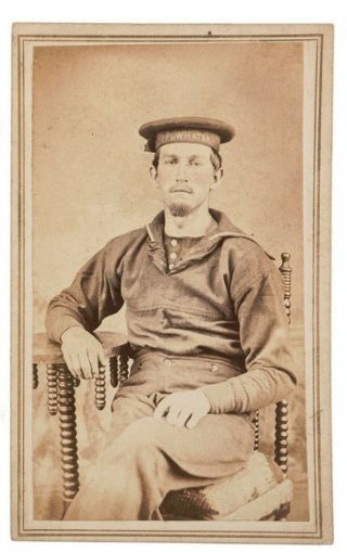 1860s Civil War Union Navy Sailor / Tar Cdv Photograph / Photo Uss Powhatan