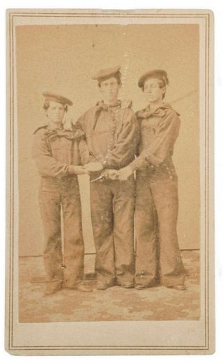 1860s Civil War Union Navy Sailors / Tars Cdv Photograph / Photo At Orleans