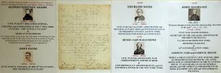 Civil War General Colonel 1st Ny Cavalry Politician Adams Dix Weed Letter Signed