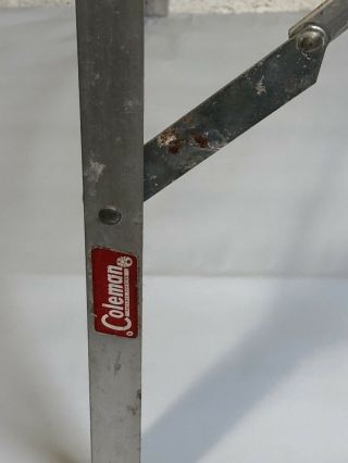Vtg COLEMAN Aluminum Folding Camp Stove Cooler Table Stand 26” Tall 19” Square 2