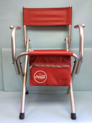 Coca Cola Recreational Cooler Chair Aluminum And Red Vinyl 32” H By 20 1/2” W.