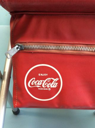 Coca Cola Recreational Cooler Chair Aluminum and Red Vinyl 32” H by 20 1/2” W. 2
