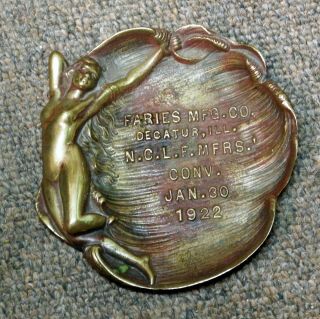 Scarce Faries Mfg Co Decatur Ill Nclf 1922 Convention Bronze Tray