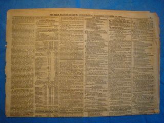 1864 Civil War Newspaper.  Philadelphia Evening Bulletin Nov.  16,  1864