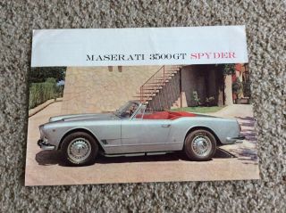 1960s Maserati 3500 - Gt Spyder Oriignal Factory Produced Color Sales Handout