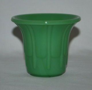 Vintage Jadite Green Glass Akro Agate Flower Pot Vase Planter