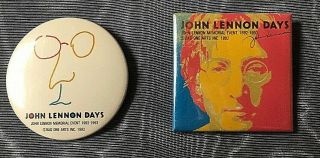 Vintage Collector Pins John Lennon Days Bag One Arts Memorial Pin Pinback