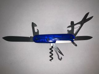 Victorinox Blue Translucent 3.  5 inch Swiss Army Climber Pocket Knife 2