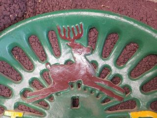 Vintage John Deere Cast Iron Tractor Seat 1847 6 Antlers 4 Legs Logo 2