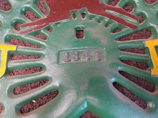 Vintage John Deere Cast Iron Tractor Seat 1847 6 Antlers 4 Legs Logo 3