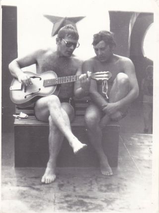 1970s Handsome Nude Muscular Men Guys Couple Guitar Russian Soviet Photo Gay Int