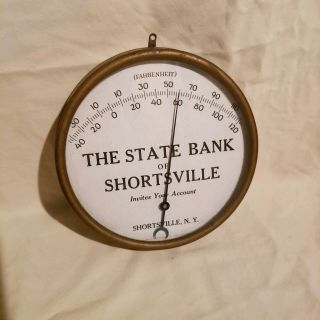 Vintage Advertising Thermometer The State Bank Of Shortsville Ny