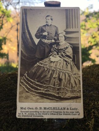 1862 Civil War Cdv Of General George Mcclellan And Wife
