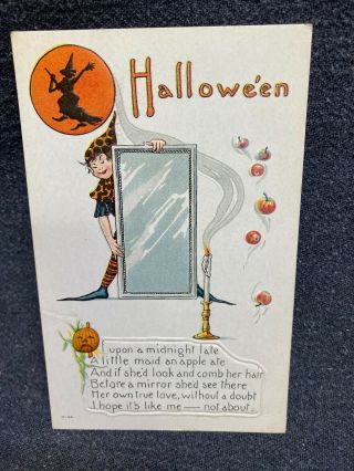 Vtg Halloween Postcard Embossed H - 44 Hallowe 