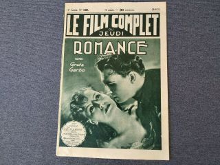 Vtg Greta Garbo & Lewis Stone 1932 Le Film Complet Du Jeudi " Romance " No.  1228