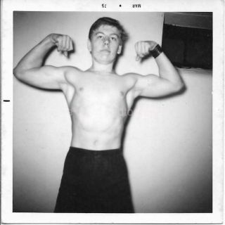 Muscle Boy Vintage Found Family Photo Black And White Portrait 07 11 H