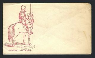 Vintage Civil War Era Patriotic Envelope - Federal Cavalry - Man & Horse Cartoon