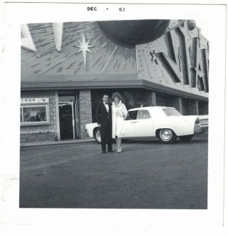 1963 In Front Of The Stardust Hotel Las Vegas - Vint.  Black & White Photo