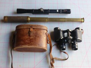 Vintage Imperator Binoculars,  Brass Telescope,  Rifle Sight.