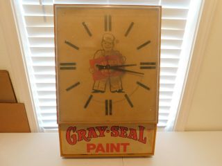 Vintage Gray Seal Paint Electric Clock - Painting Man - Advertising