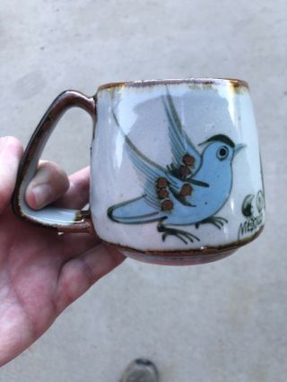 Vintage Signed Ken Edwards El Palomar Tonala Mexico Hand Painted Coffee Mug Bird