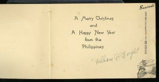 Vintage Photo CHRISTMAS CARD SENT FROM NICHOLS FIELD MANILA TO US MI 1941 | Info 2