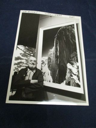 Ansel Adams Stands Beside Monolith Face Of Half Dome Vintage Glossy Press Photo