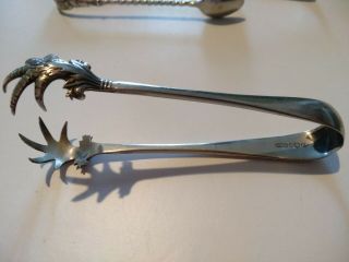 Vintage Silver E P Sugar/ice Tongs,  Rare Claw Shape By Jb & S