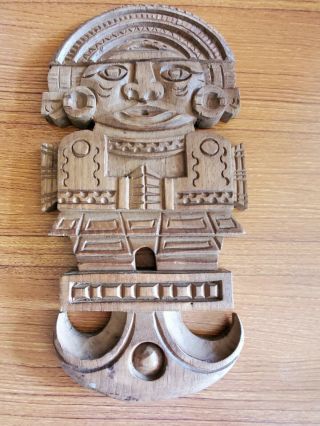 Hand Carved Wooden Mayan Aztec Inca God Mexican?wall Plaque