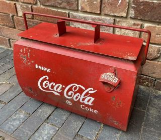 Coca Cola Drinks Cooler Box - Vintage Retro Style Metal Red Advertising Coke