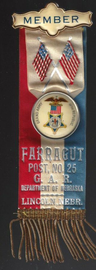 Large Gar Badge Farragut Post No.  25 Lincoln Nebraska