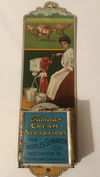 Sharples Separator Litho Tin Wall Match Safe,  Dairy,  Farm Maiden,  C.  1900 - 1920