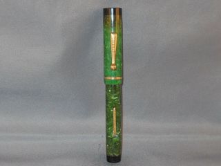 Gold Bond Vintage Flat Top Jade Green Fountain Pen - - - Medium