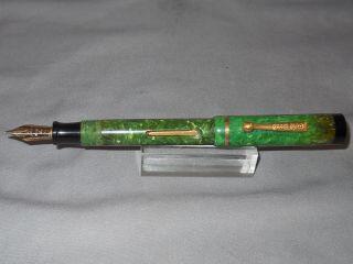 Gold Bond Vintage Flat Top Jade Green Fountain Pen - - - medium 2