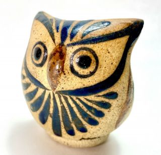 Cute Vintage Tonala Mexico Pottery Owl Figurine Mexican Folk Art Bird