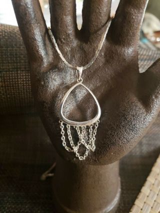 Vintage Sterling Silver Necklace And Pendant Unique Dangle Pendant