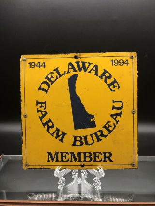Vhtf Tin Tacker Delaware Farm Bureau Member Sign 1944 - 1994 10”x10”
