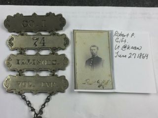 Civil War Veteran Gar Ladder Badge 1st Lt.  Robert P.  Gift 74th Illinois W/letter