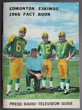 1966 Vintage Cfl Edmonton Eskimos Media & Fact Book,  Intra - Squad Game Lineups
