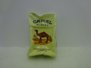 Vintage Camel Filters Crushed Cigarette Pack Ceramic Ashtray Greek Warning Side