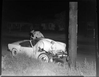 Vtg Photo Film Negative Accident Scene Car Crash Triumph Spitfire Sports Calif—1