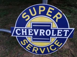 Vintage Chevrolet Service Porcelain Sign 1950 