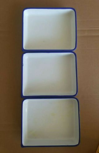 3 Vintage Cesco Photographic Trays Acid Resistant Porcelain 10 " X 12 " X 2 "