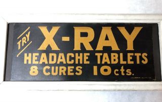 Vintage 1930’s X - Ray Headache Tablets Medicine Drug Doctor Sign Framed 2