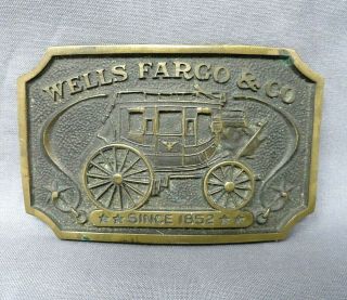 Vintage Wells Fargo & Co Belt Buckle - Stage Coach - 1973. . .  Dbd50