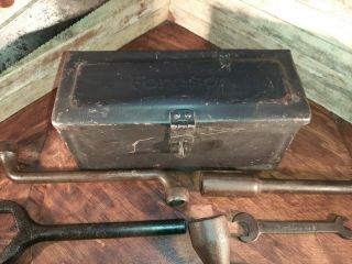 Old Fordson Ford Tractor Tool Box With Fordson Tools Wrenches Implement Rare.  Nr