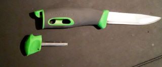 Morakniv Basic 3 1/2 " Carbon Blade Sports Knife - Orange W/plastic Sheath