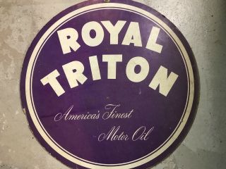 Vintage Royal Triton Motor Oil Double - Sided Paper Advertising Sign 22 "