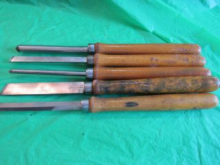 Vintage Craftsman Professional Wood Lathe Knives Tools Group Of Five Cutters