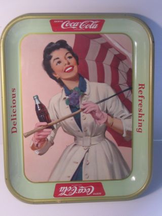 1957 Coca Cola Serving Tray Umbrella Girl English Version